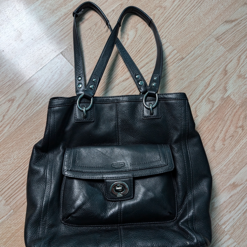 Black Coach Leather Tote Bag